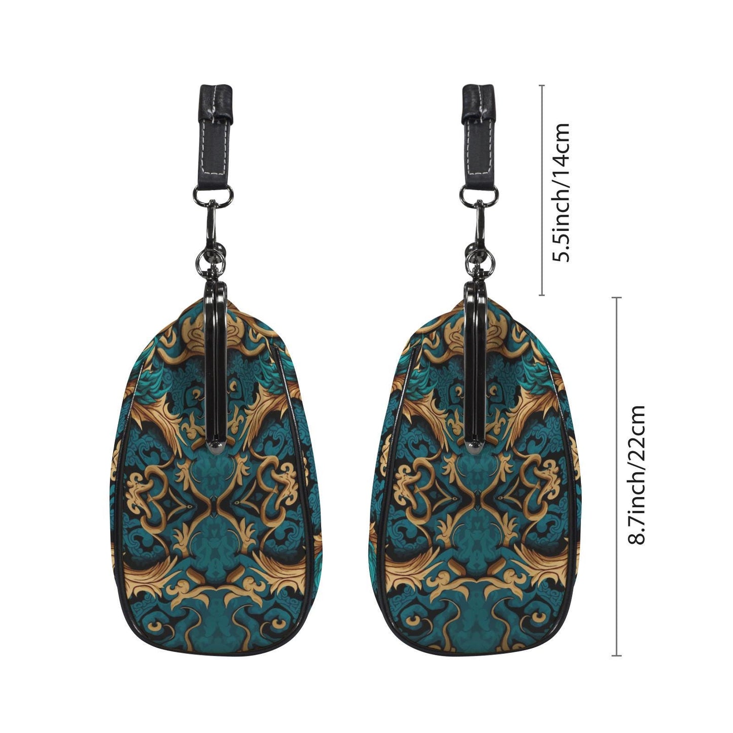 Petrol Gold Vintage Dragon Kisslock Crossbody Handbag