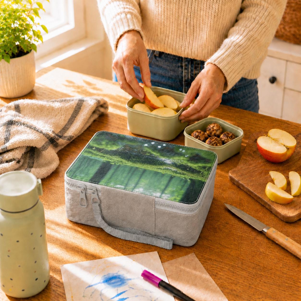 Mossy Forest Paper Lunch Box: Reusable Woodland Eco-Friendly Food Storage