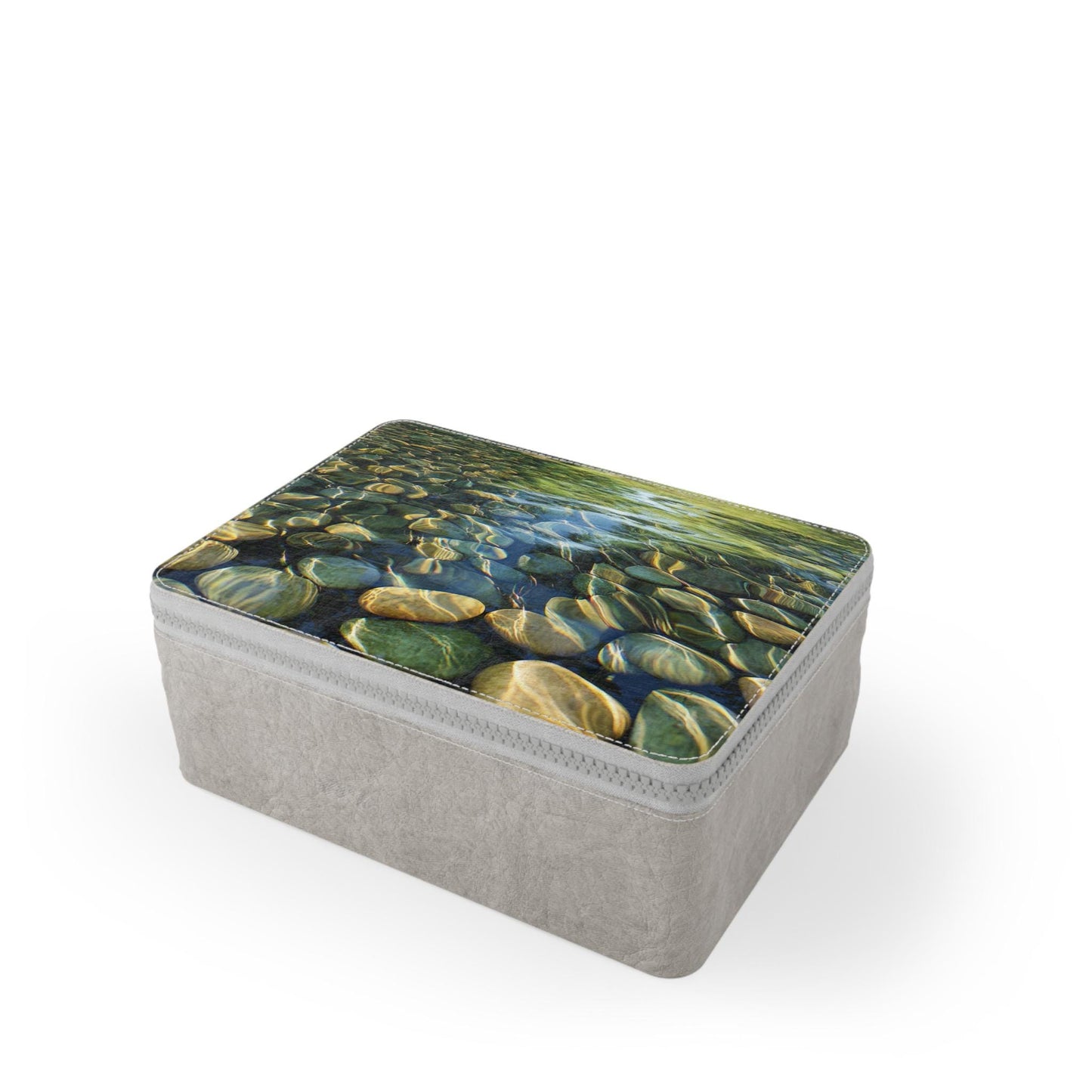 Eco-Friendly Paper Lunch Bag: Zen Water Stones Design, Reusable Food Storage