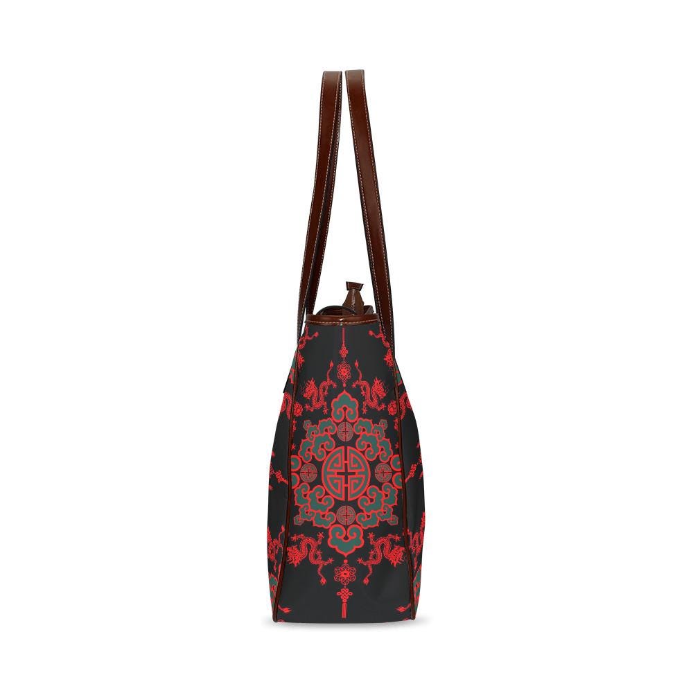 Black Red Dragon Tote Bag – Large Asian Style Handbag