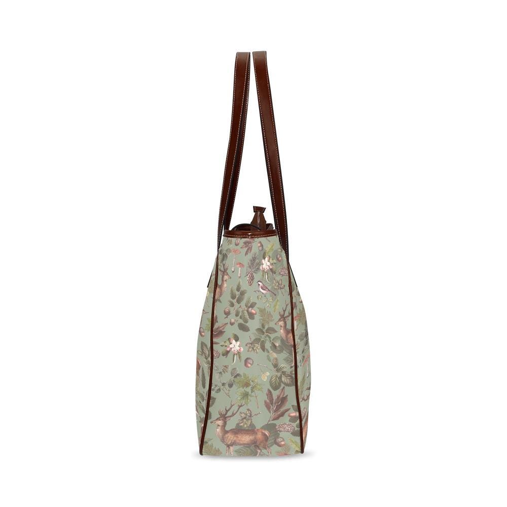 Forest Deer Vintage Dark Academia Style Handbag – Classic Large Tote Bag