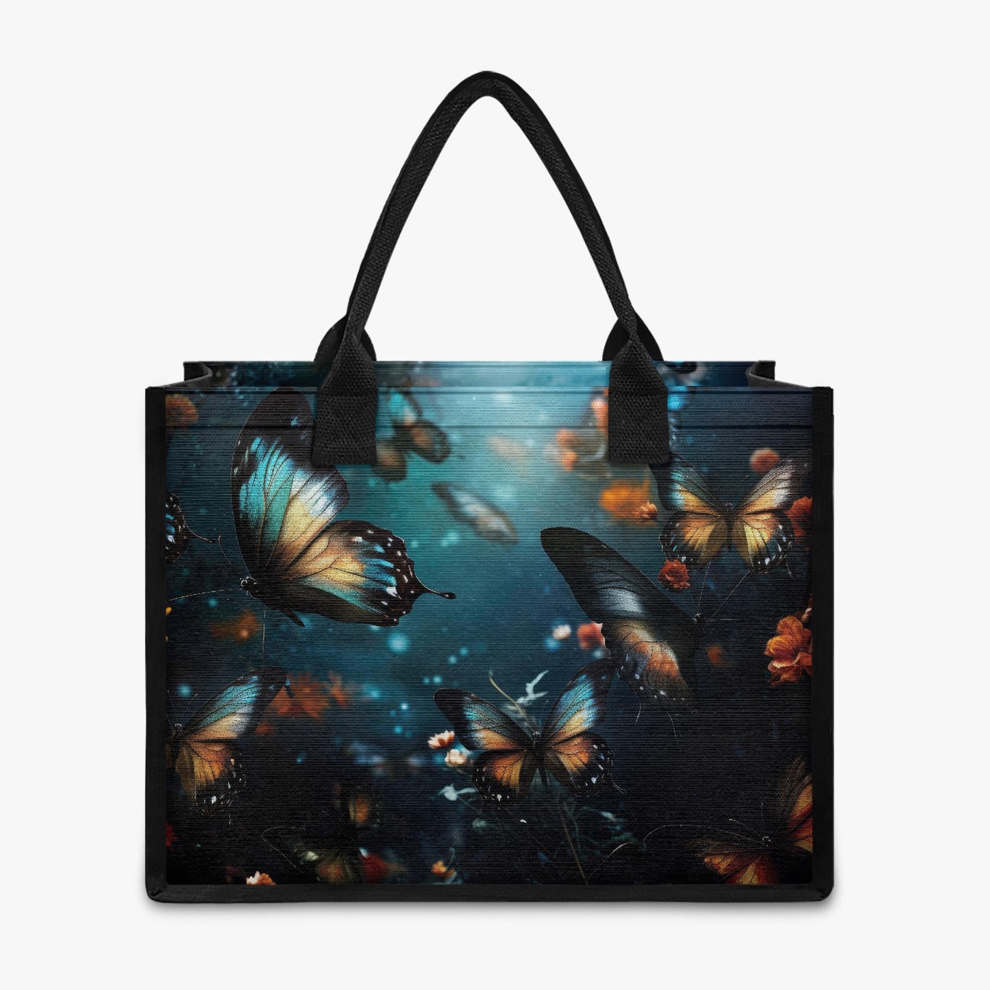 Fairycore Butterflies XL Tote Bag – Blue Black Dark Academia Market Shopper