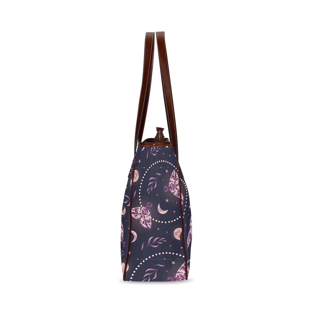 Classic Large Moths & Moon Tote Bag – Dark Academia Waterproof Shopper