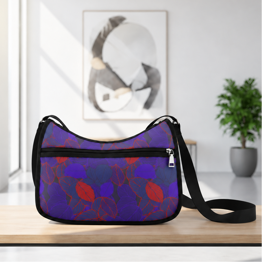 Purple Red Foliage Boho Hobo Bag – Vegan Oxford Fabric Shoulder Bag