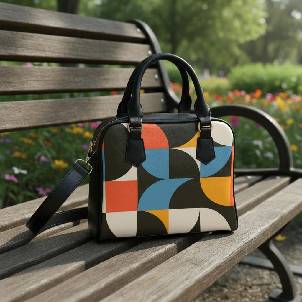 Retro 60s Geometric Shoulder Handbag – Midcentury Modern Handbag