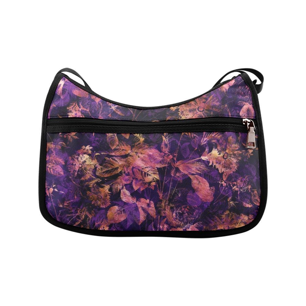 Moody Vintage Flowers Shoulder Bag – Gothic Dark Academia Oxford Fabric Hobo Bag