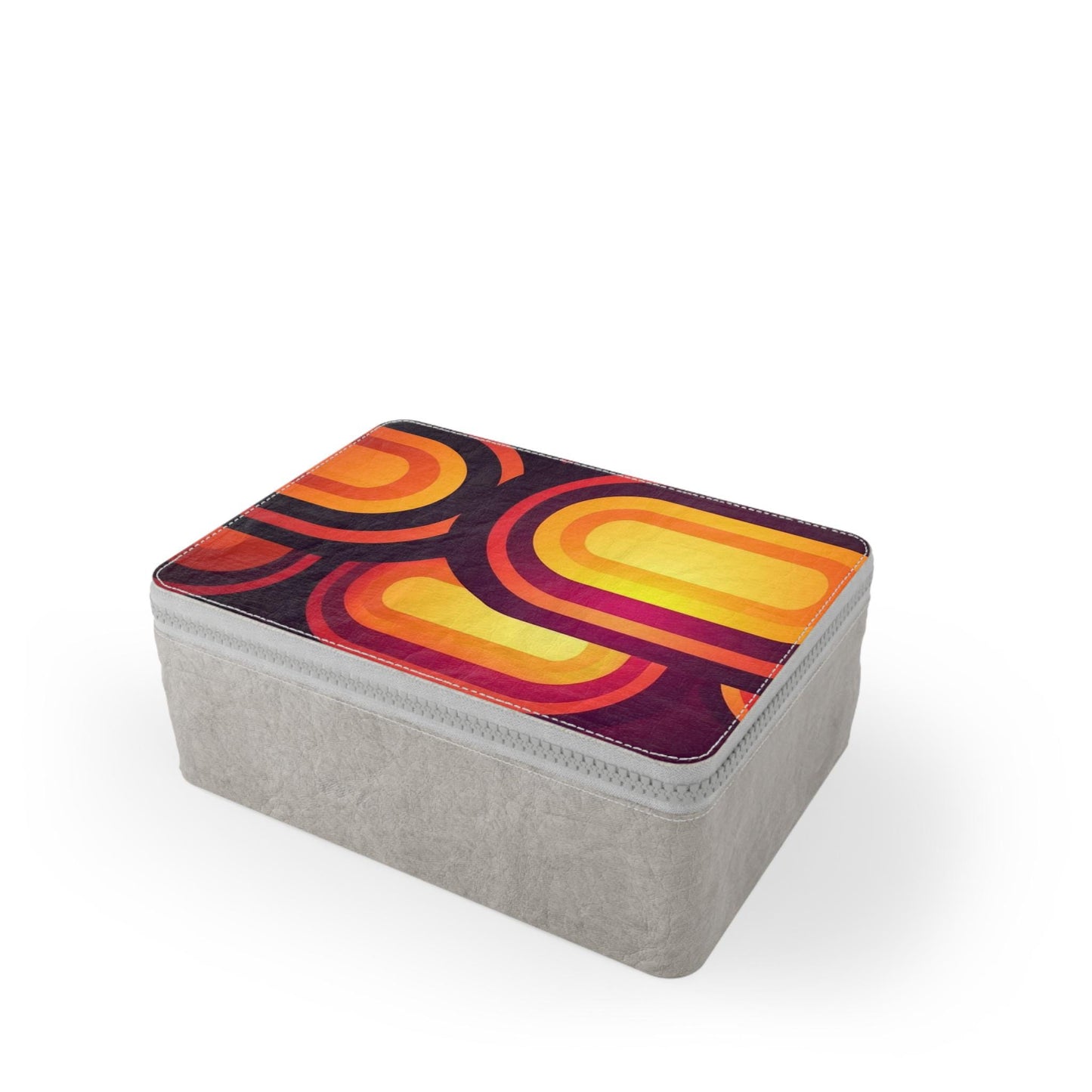 Retro 70s Paper Lunch Bag: Orange, Yellow, Red Mid-Century Reusable
