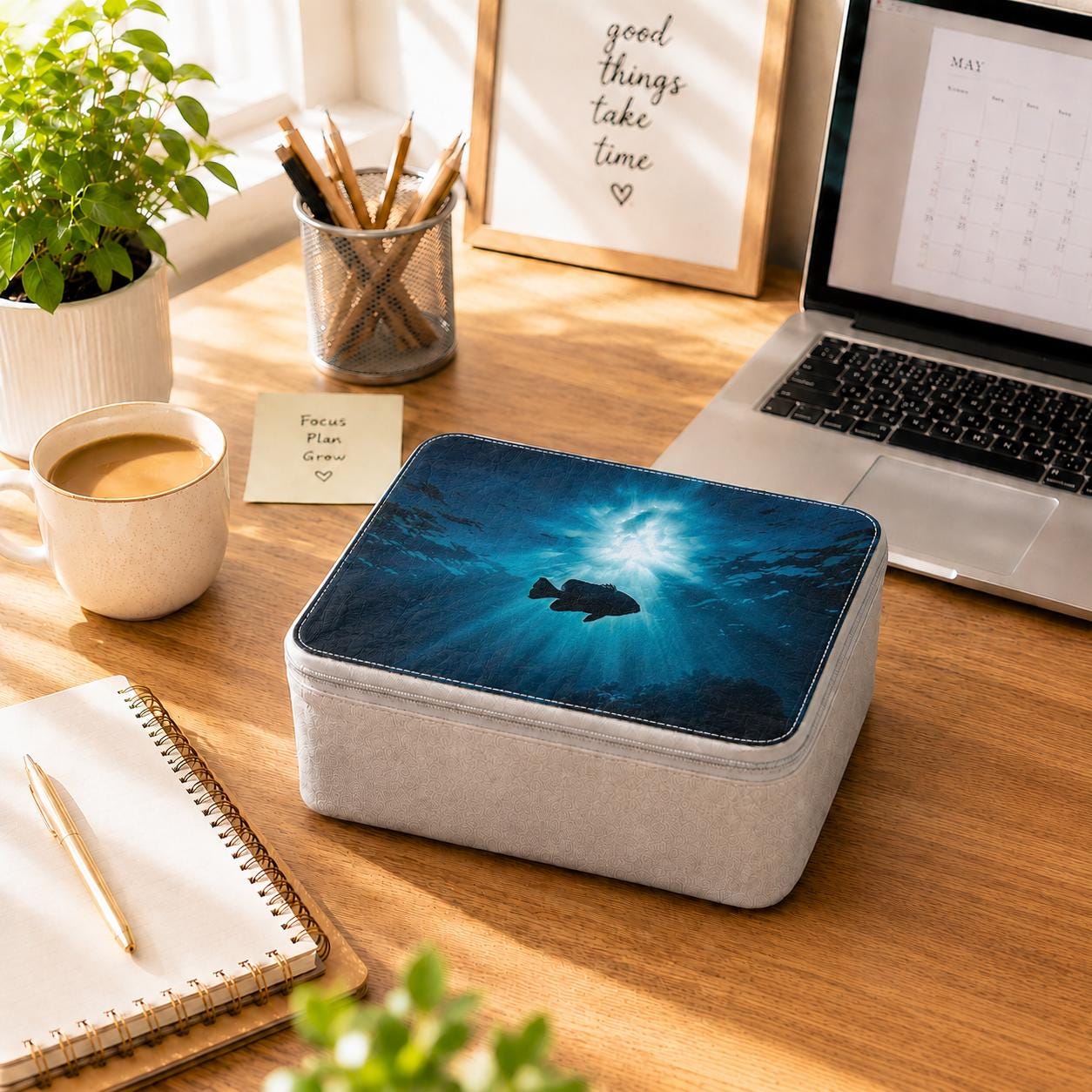 Underwater Eco Paper Lunch Box: Sea Fish Deep Blue Reusable Food Storage