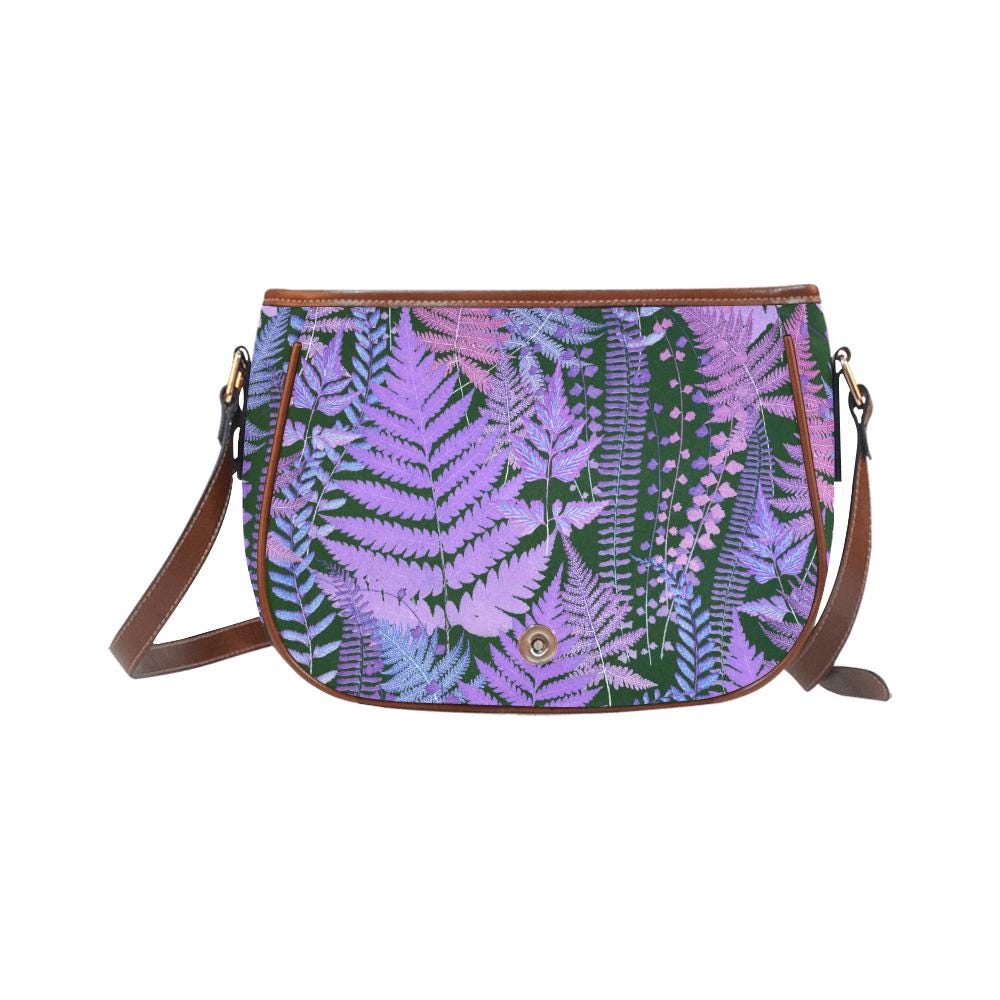 Purple Fern Dark Academia Saddle Bag - Moody Forest Crossbody Handbag