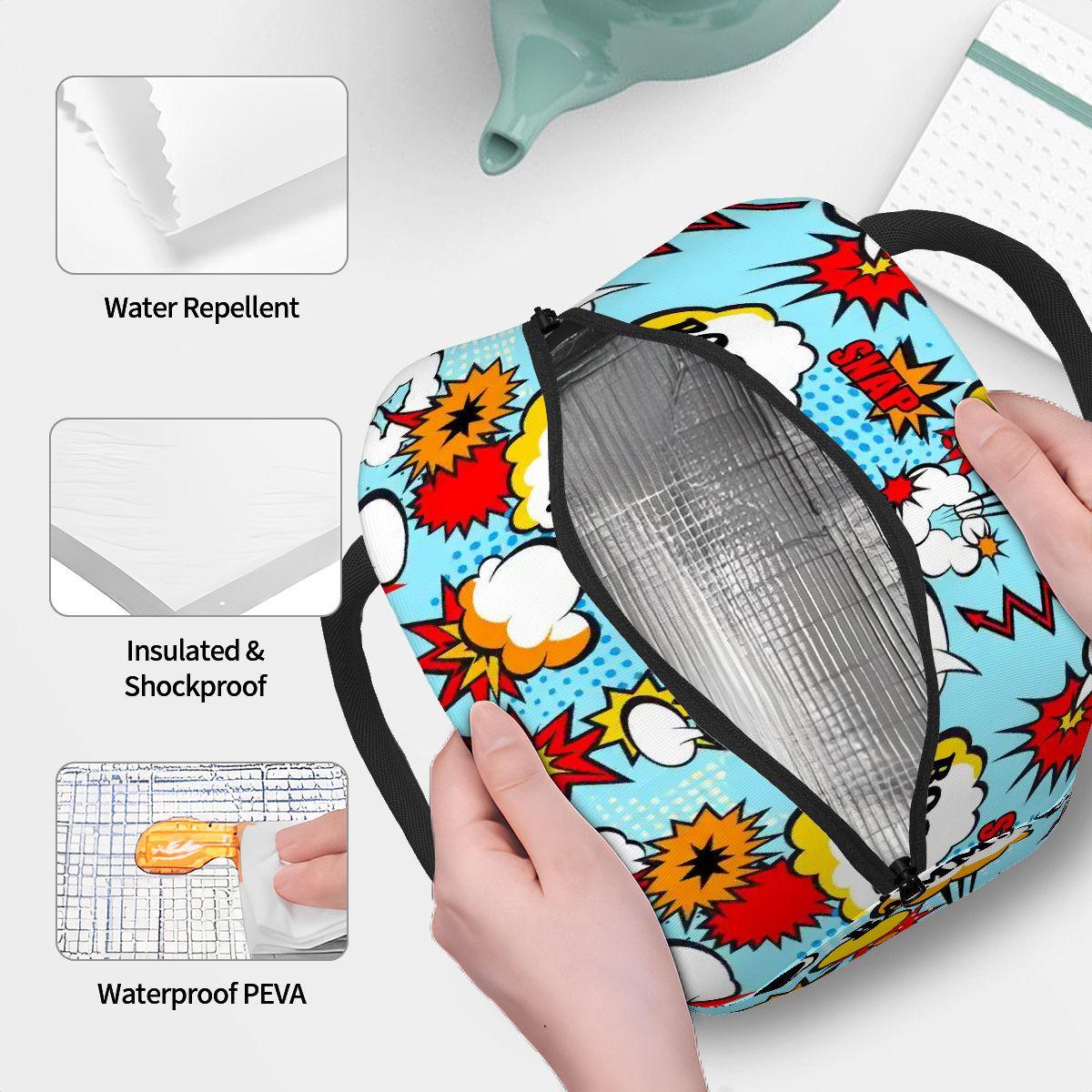 Insulated Comic Cartoon Lunch Bag: Reusable Oxford Cloth Cooler Tote
