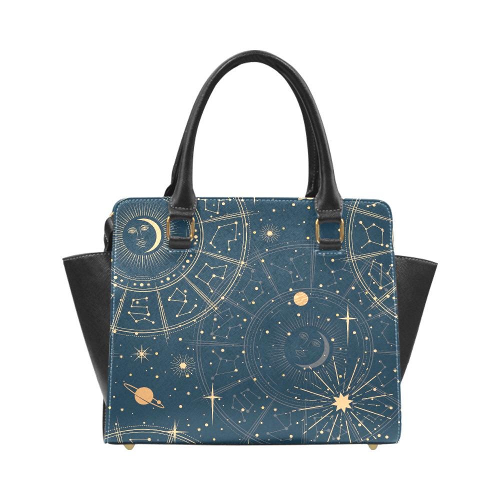 Astrology Planets & Stars Rivet Handbag – Dark Academia Witchy Shoulder Purse
