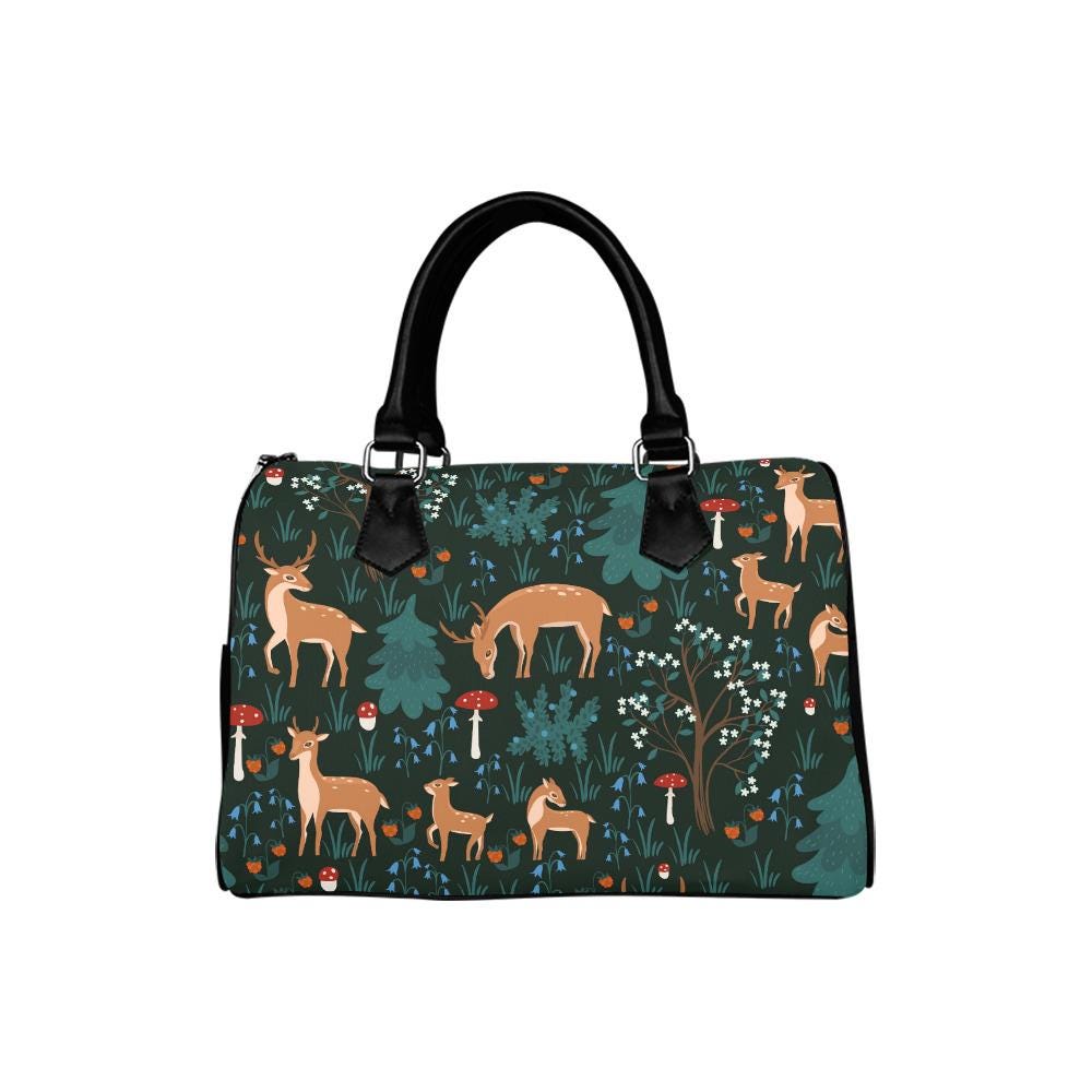 Bambi Fawn Forest Print Barrel Handbag – Wood Lover's Everyday Purse