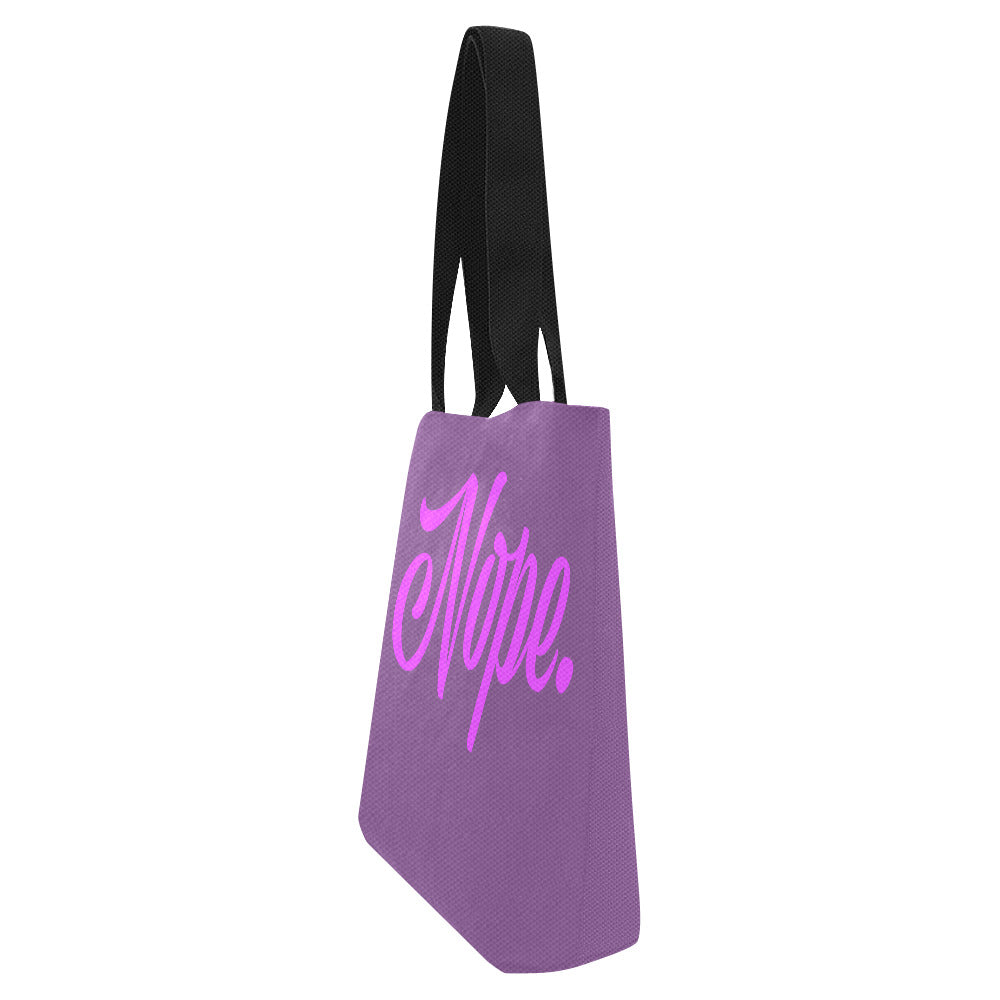 Nope Purple Spacious Cotton Canvas Tote Bag – Black Handles Set of 2