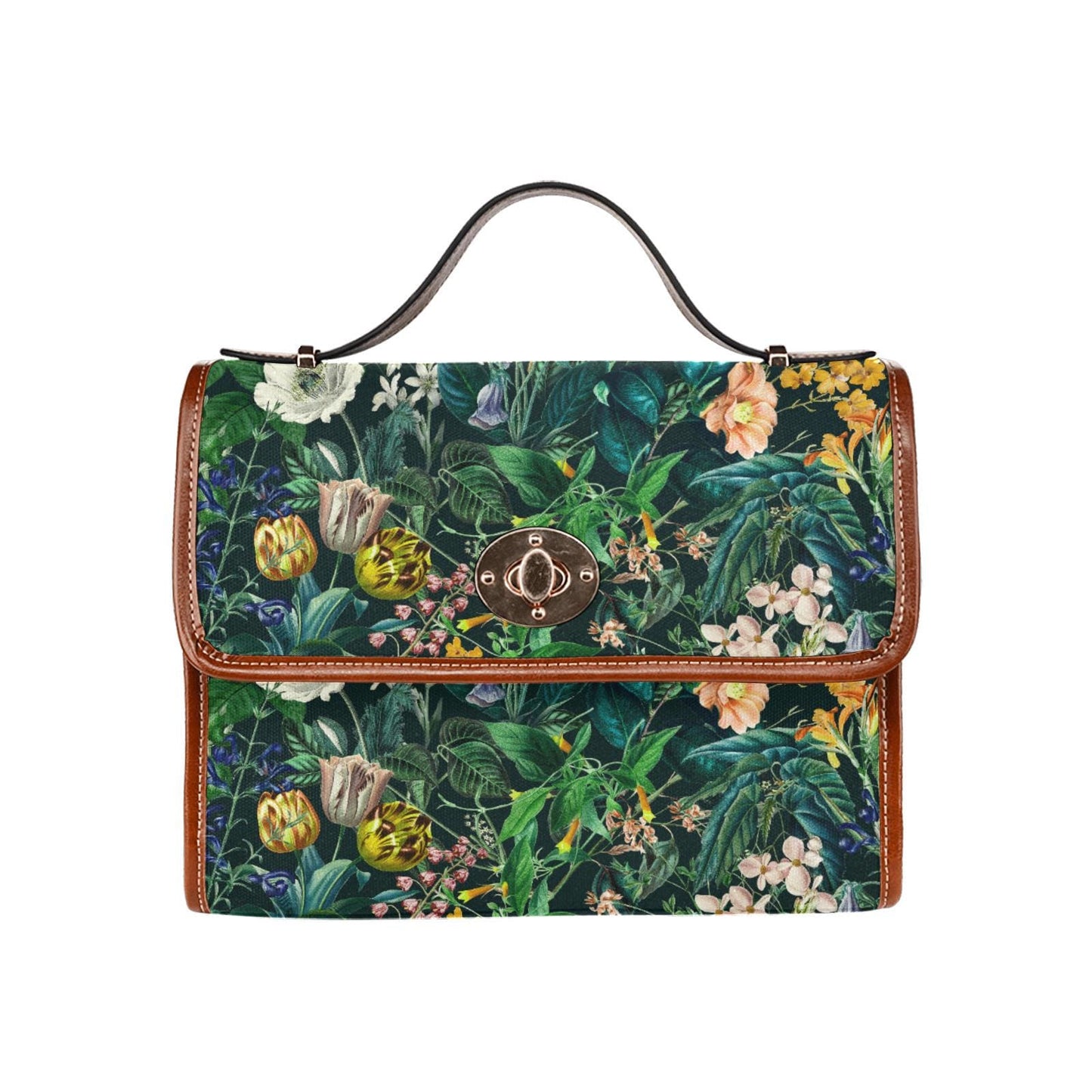 Vintage Flowers Forest Canvas Crossbody Bag – Bold Floral Style Handbag