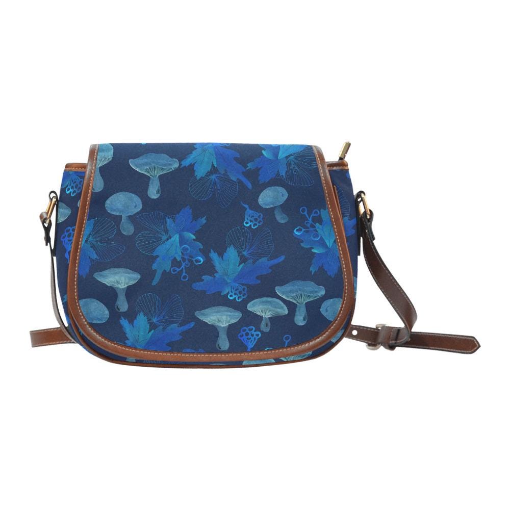 Blue Mushroom Fairycore Saddle Bag - Moody Forest Crossbody