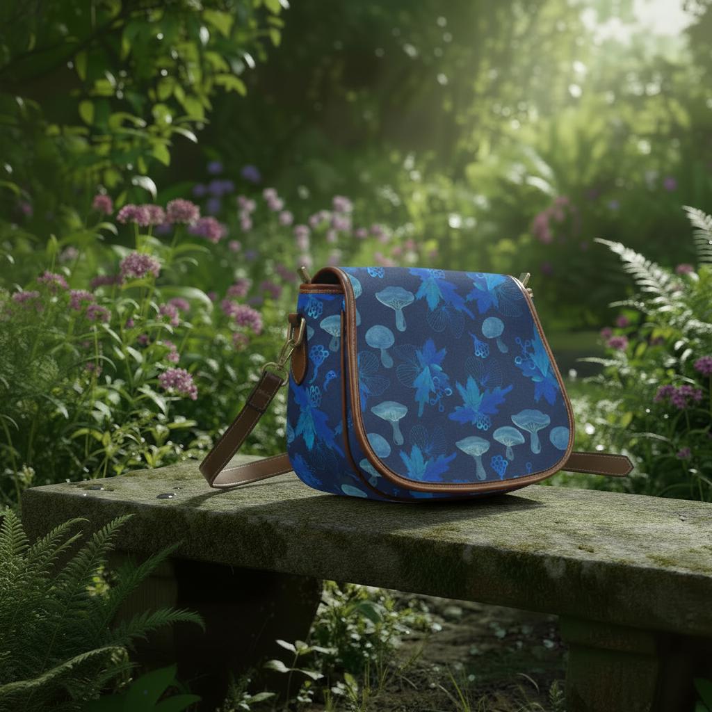 Blue Mushroom Fairycore Saddle Bag - Moody Forest Crossbody