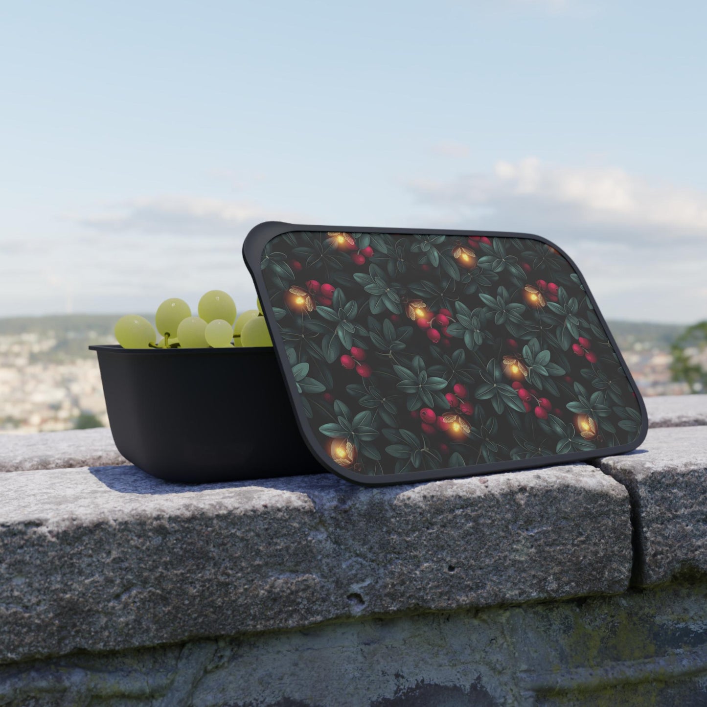Dark Academia Bento Box: Cranberry Floral Bioplastic Lunch Container