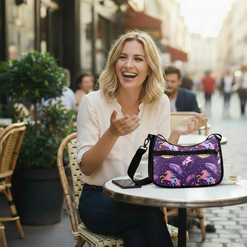 Purple Black Unicorn Shoulder Bag – Fairycore Oxford Fabric Hobo Bag
