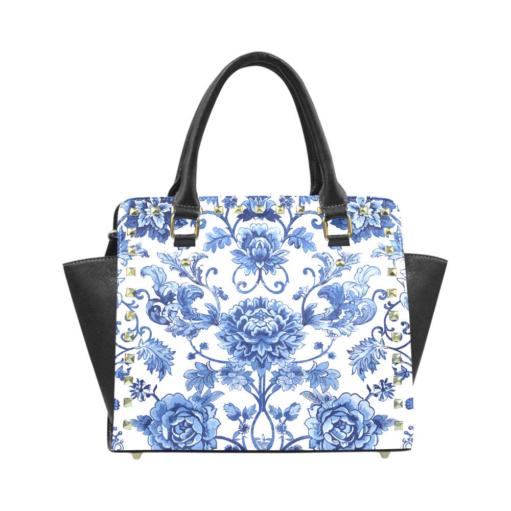 Toile de Jouy Blue White Shoulder Handbag – French Vintage Style Purse