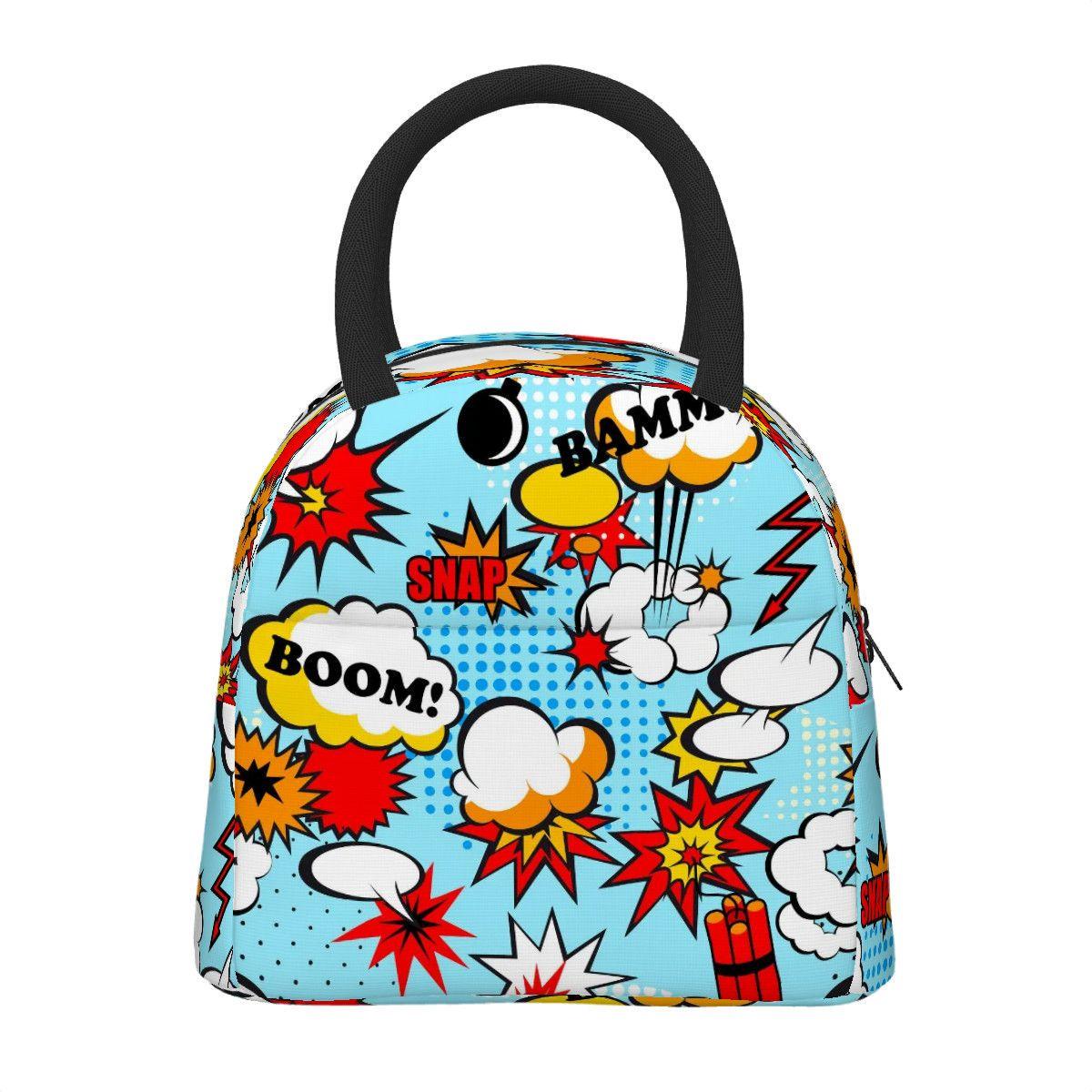 Insulated Comic Cartoon Lunch Bag: Reusable Oxford Cloth Cooler Tote