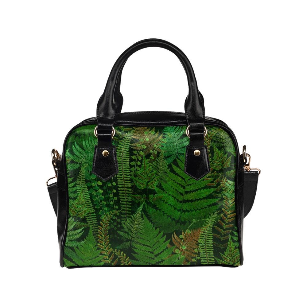 Green Fern Botanical Shoulder Handbag – Forest Lover Top Handle Handbag