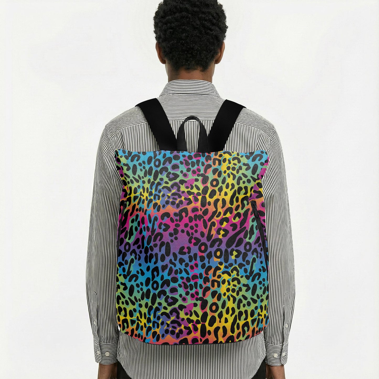 Rainbow Leopard Canvas Backpack – Cheetah Print Daypack