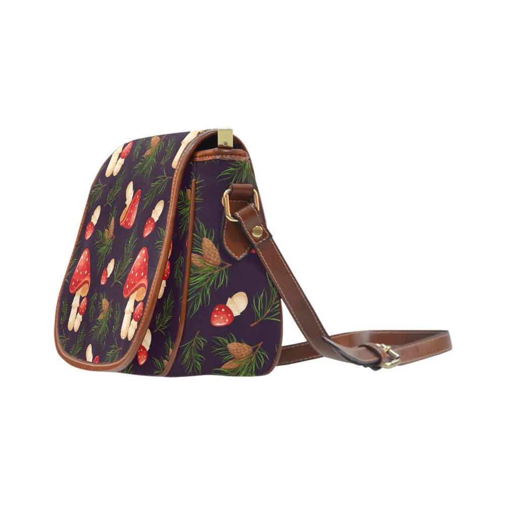 Mushroom Forest Saddle Bag, Romantic Dark Academia Crossbody or Shoulder Handbag