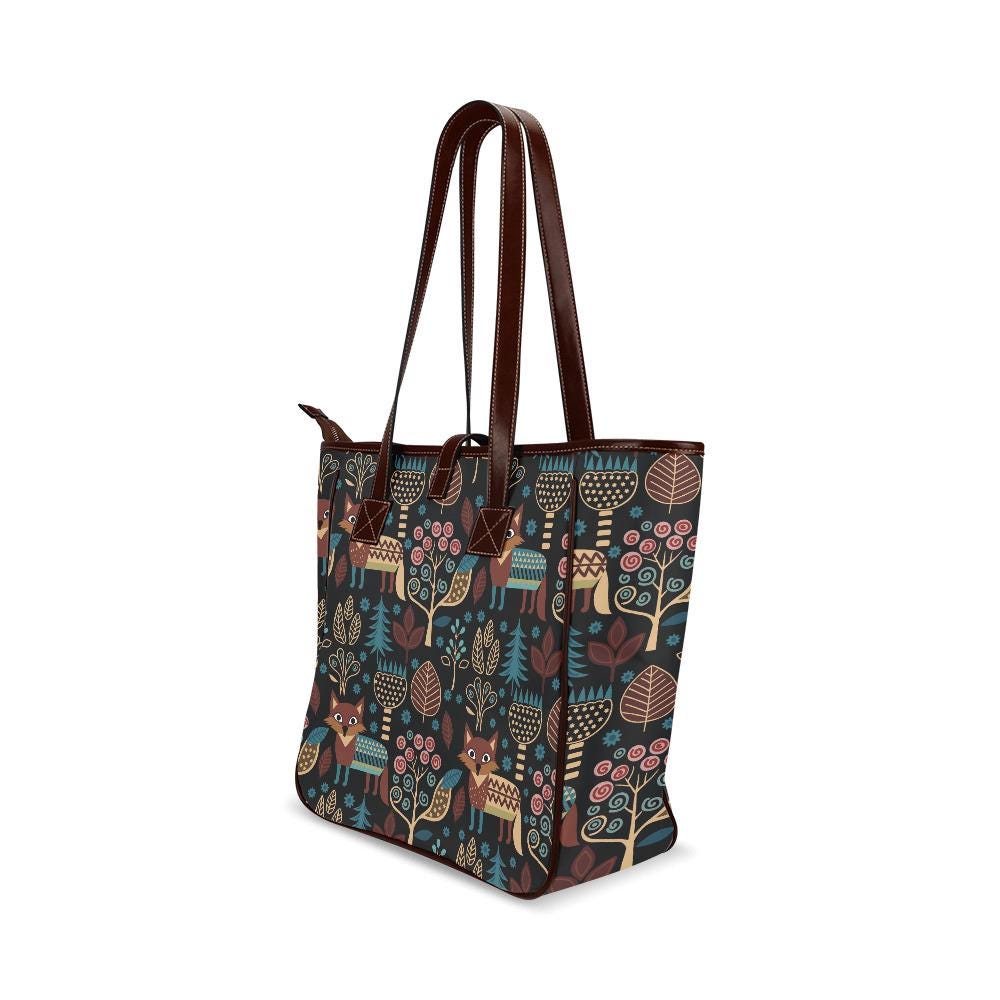 Large Nordic Folkloric Tote Bag – Scandi Retro Waterproof Shopper