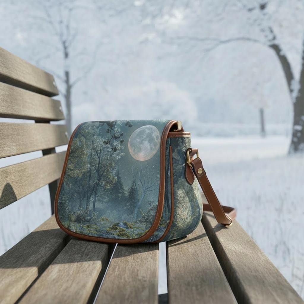 Bolso de media luna de luna llena melancólica – bolso bandolera gótico de estética dark academia