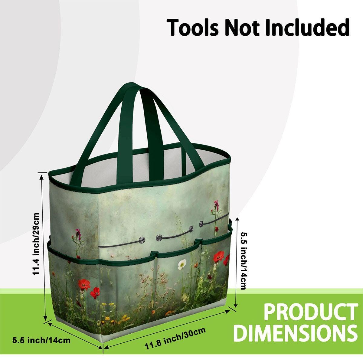 Wildflowers Meadow Gardening Tool Organizer Bag – Durable Tote with Pockets