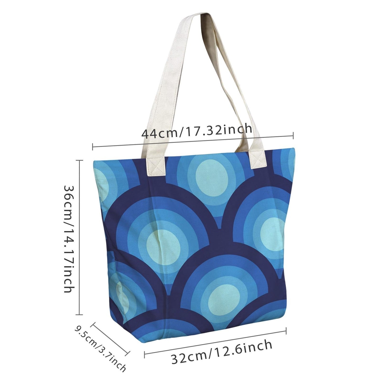 Blue Retro 70s Yoga Mat Tote with Mat Holder – Cotton Linen Gym & Pilates Bag