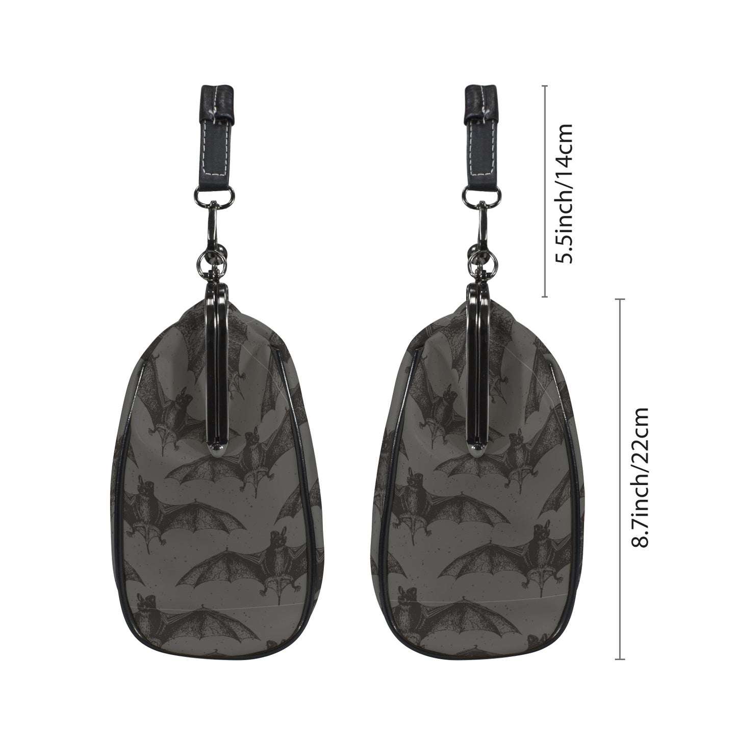 Moody Gothic Bats Kisslock Crossbody Shoulder Bag