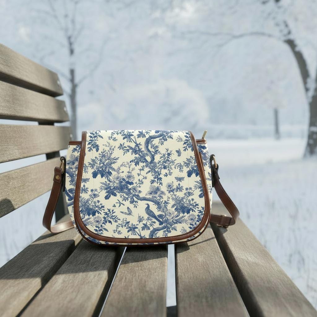 Sacoche Vintage Toile de Jouy - Bandoulière Style Vintage Français