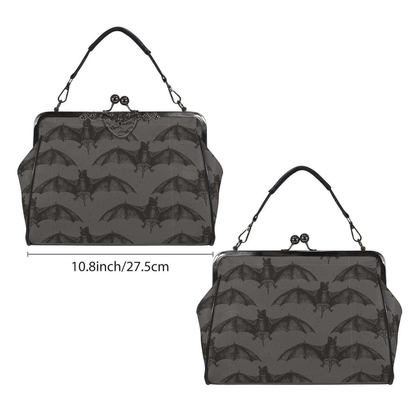 Moody Gothic Bats Kisslock Crossbody Shoulder Bag