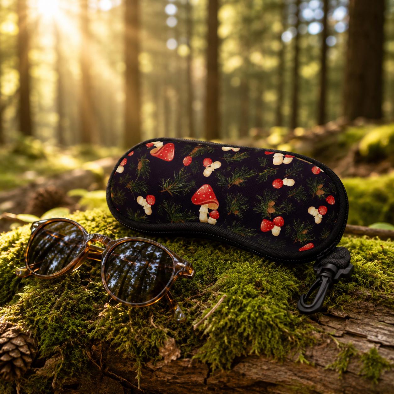 Mushroom Forest Eyeglasses Soft Zipper Case – Dark Academia Toadstool Sunglasses Box