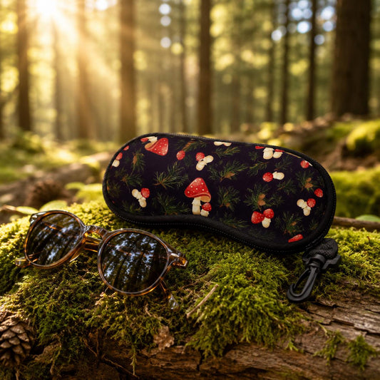 Mushroom Forest Eyeglasses Soft Zipper Case – Dark Academia Toadstool Sunglasses Box