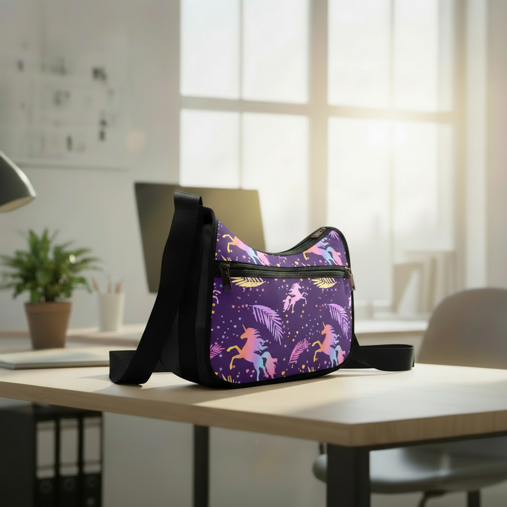 Unicorn Hobo Bag – Purple Black Pink Fairycore Shoulder Bag