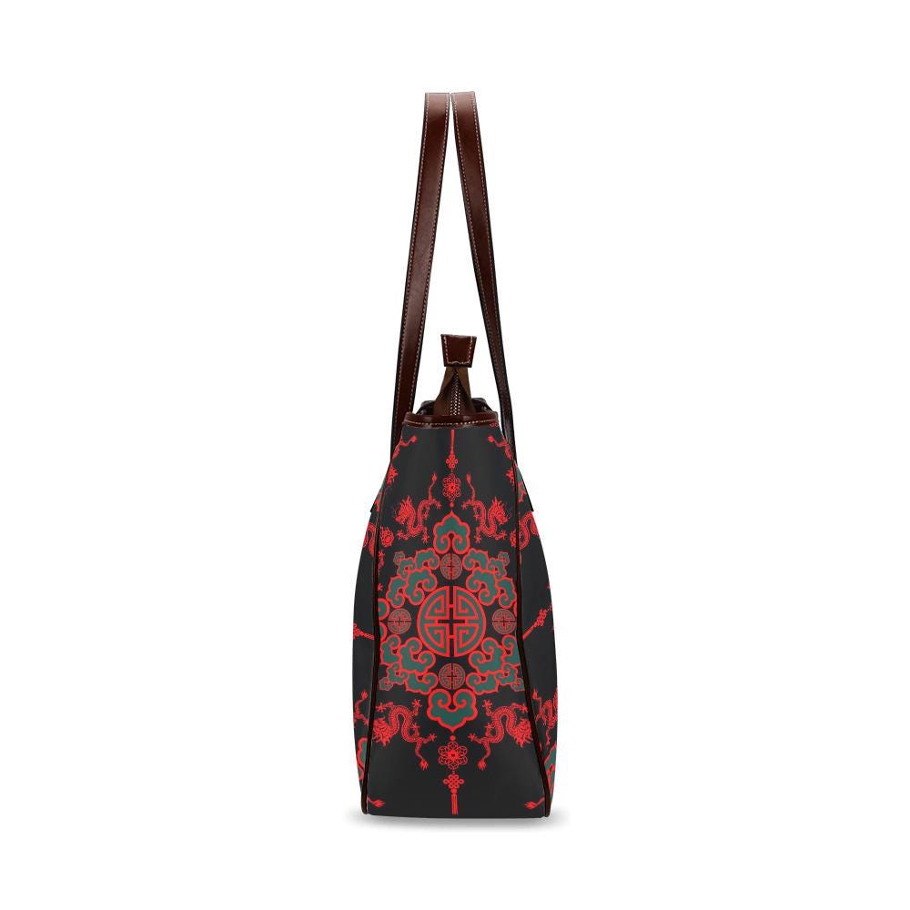Black Red Dragon Tote Bag – Large Asian Style Handbag