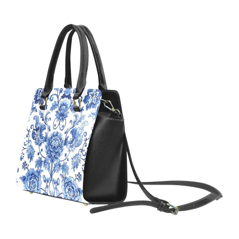 Toile de Jouy Blue White Shoulder Handbag – French Vintage Style Purse