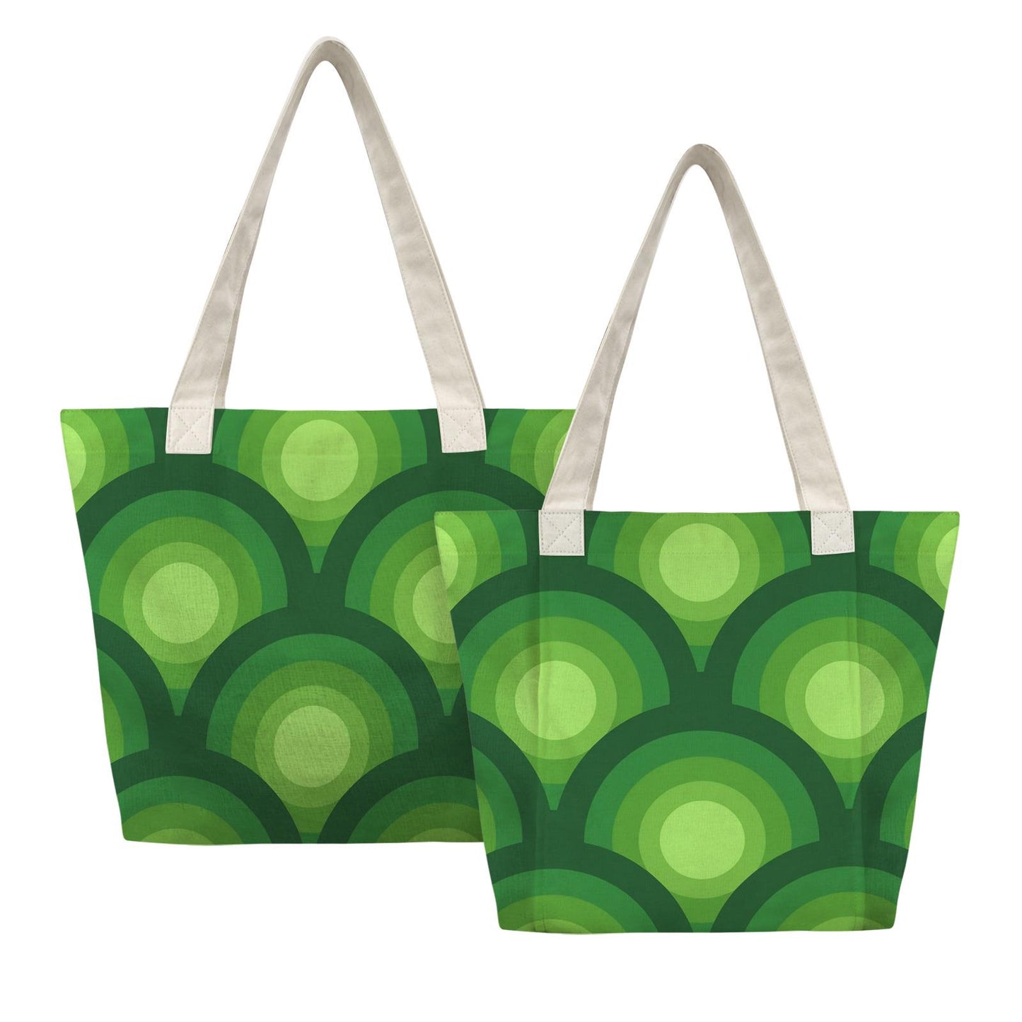 Green Retro 70s Yoga Mat Tote – Cotton Linen Gym & Pilates Bag