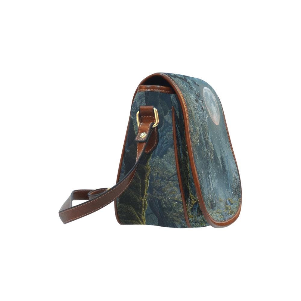 Bolso de media luna de luna llena melancólica – bolso bandolera gótico de estética dark academia