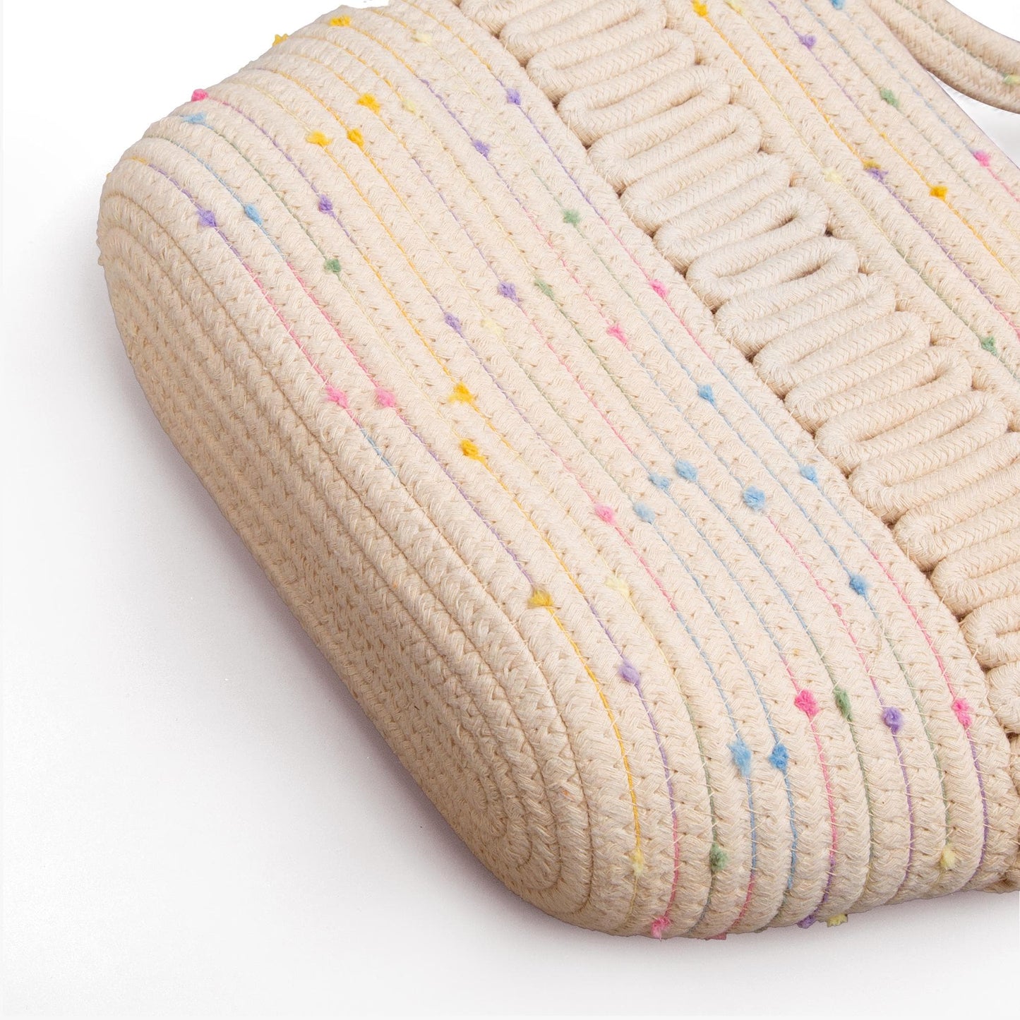 Straw Rope Tote Bag – Cream Woven Shoulder Bag for Beach Market School