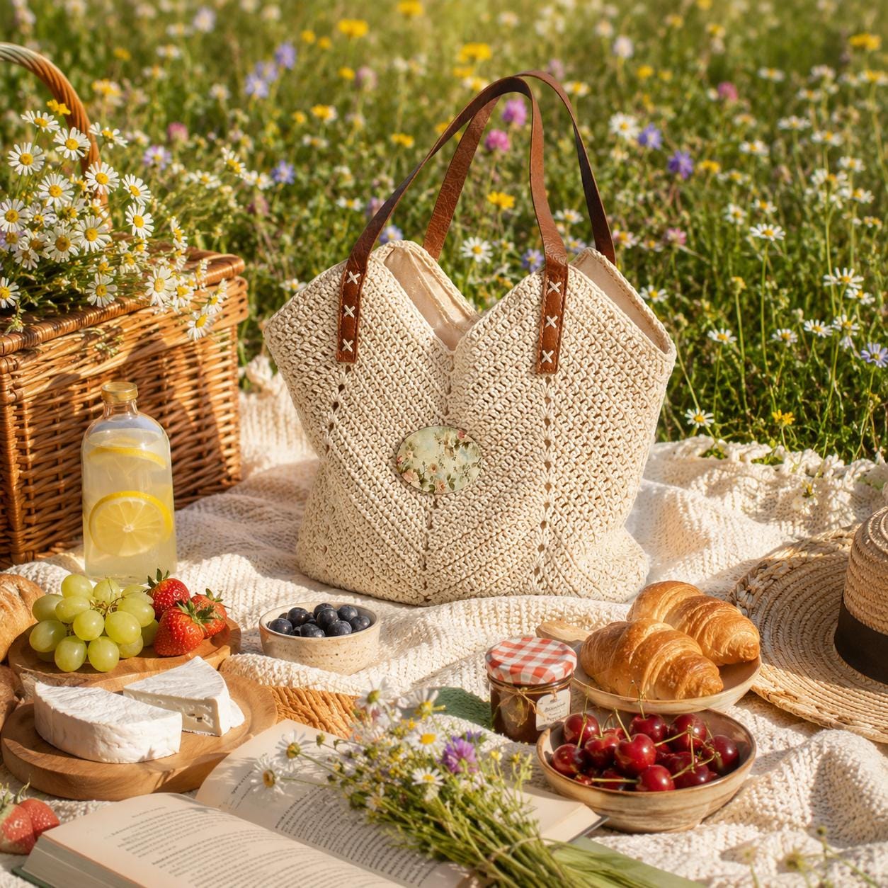Boho Straw Shoulder Bag – Lightweight Woven Summer Handbag