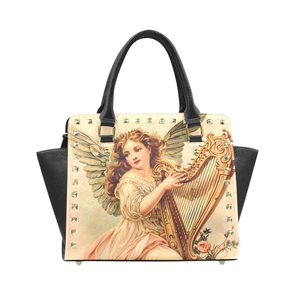 Angel & Harp Rivet Shoulder Handbag – Vintage Baroque Style Purse