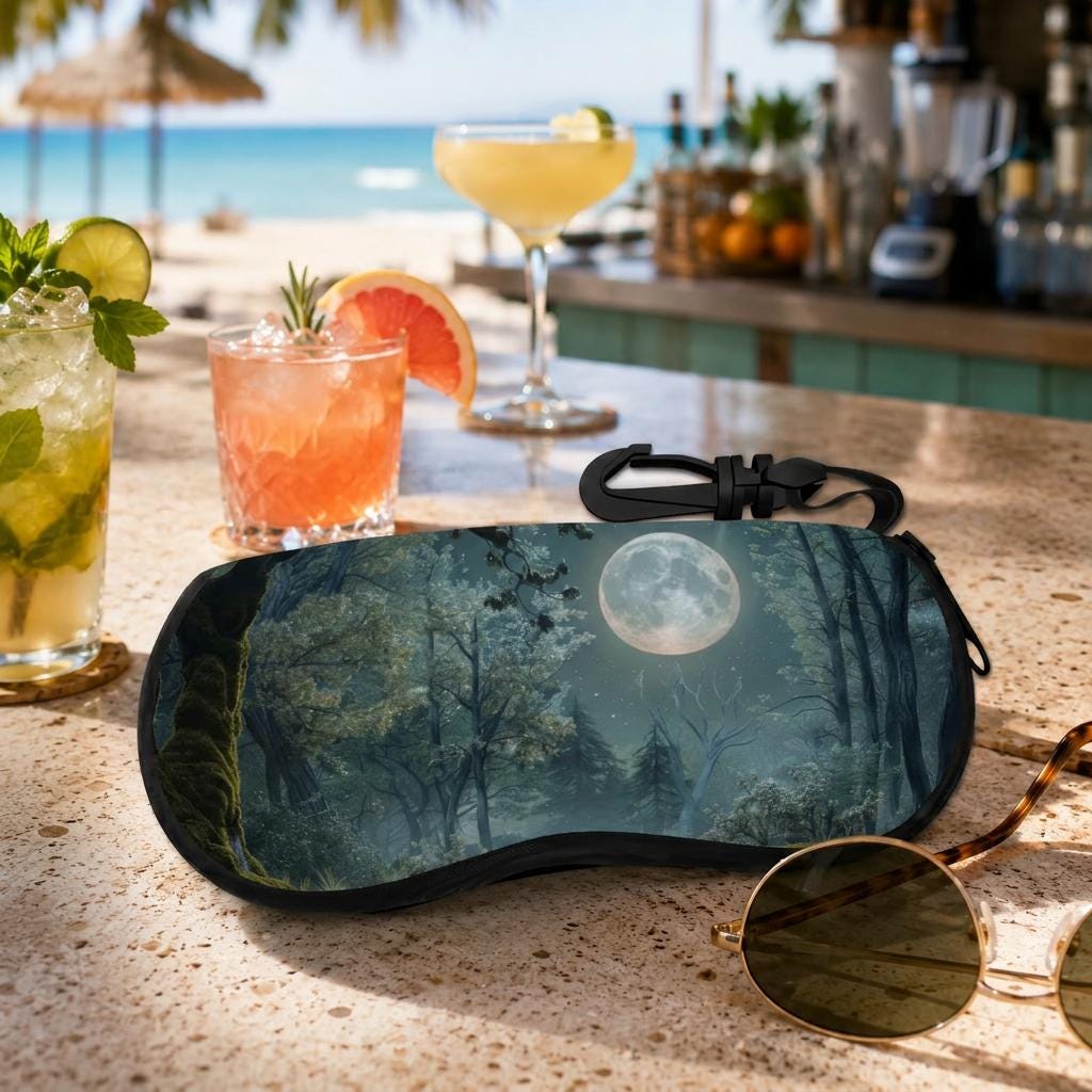 Moody Moon Forest Eyeglass Case – Dark Academia Night Sunglasses Zipper Pouch
