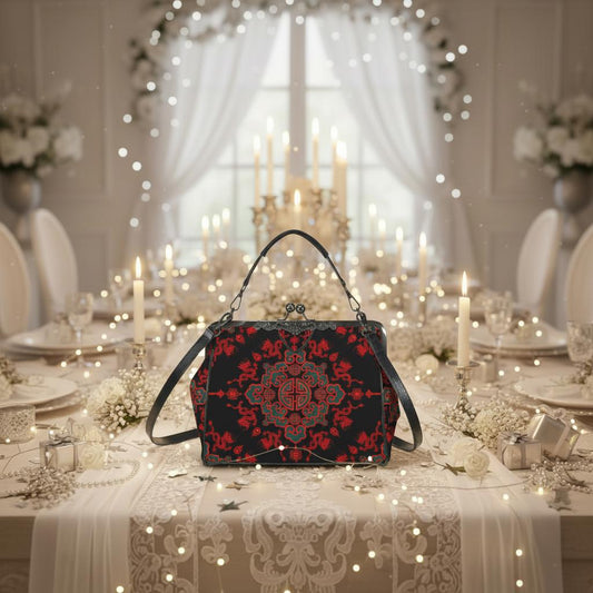 Black Red Gothic Style Kisslock Handbag –  Dark Academia Asia Crossbody Bag