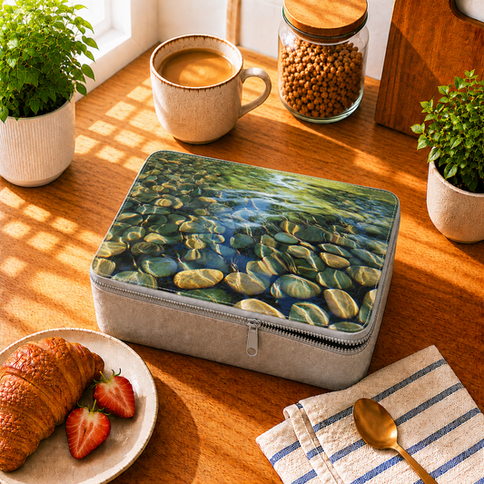 Eco-Friendly Zen Water Stones Paper Lunch Bag: Reusable Food Storage