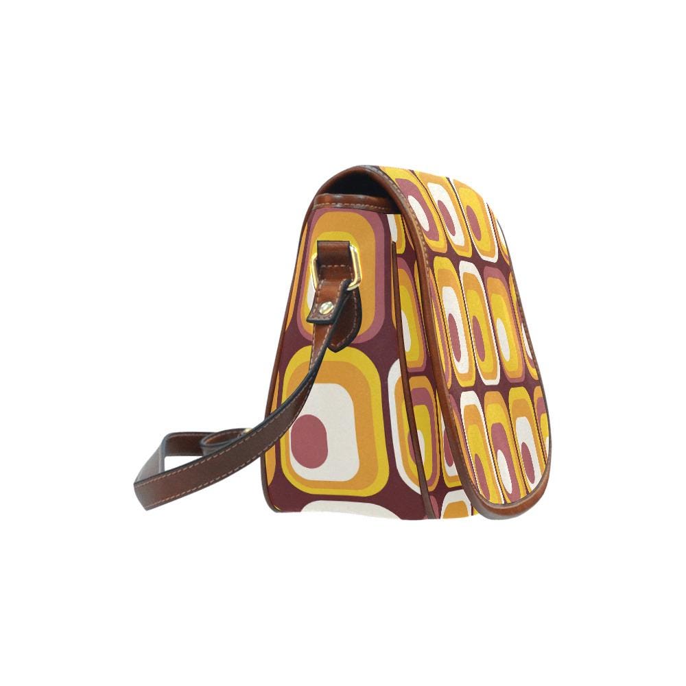 Retro 70s Midcentury Saddle Bag - Vintage Hippie Style Crossbody