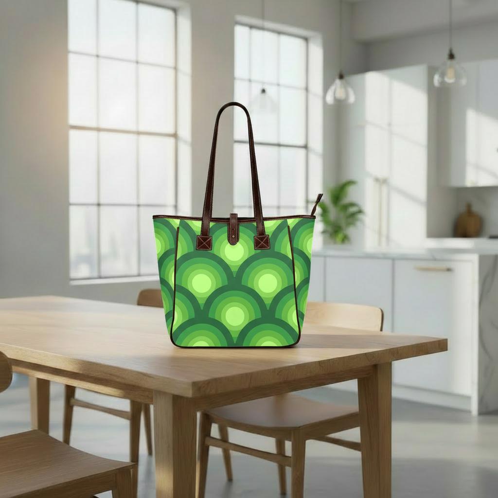 70s Retro Midcentury Style Handbag – Green Classic Large Tote Bag