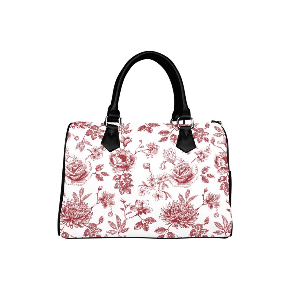 Toile de Jouy Barrel Handbag – Red White French Vintage Bag